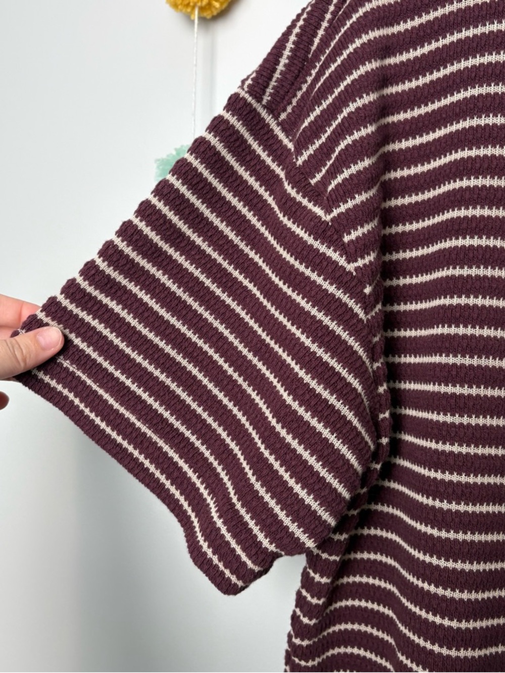 🌟Madewell Stripe Embroidered Boxy Knit Plum T-Shirt - Picture 6 of 6
